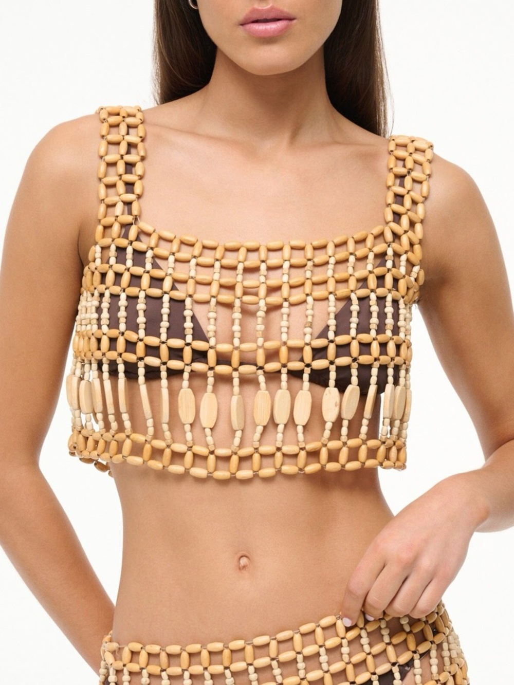 STAUD Thatch Bead-Embellished Top